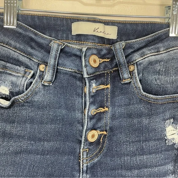 KanCan Dark Blue Distressed Flare Jeans L9 - Picture 3 of 7